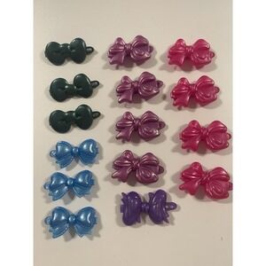 Lot Vintage Girl's Hair Clips Bow Barrette Metallic Colorful Assortment 90's Y2K